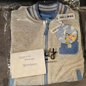 Little Sleepies Bluey Gray Bomber Jacket - Size 5